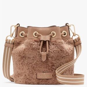 NWT Kate Spade Light Fawn Rosie Faux Fur Small Bucket Bag